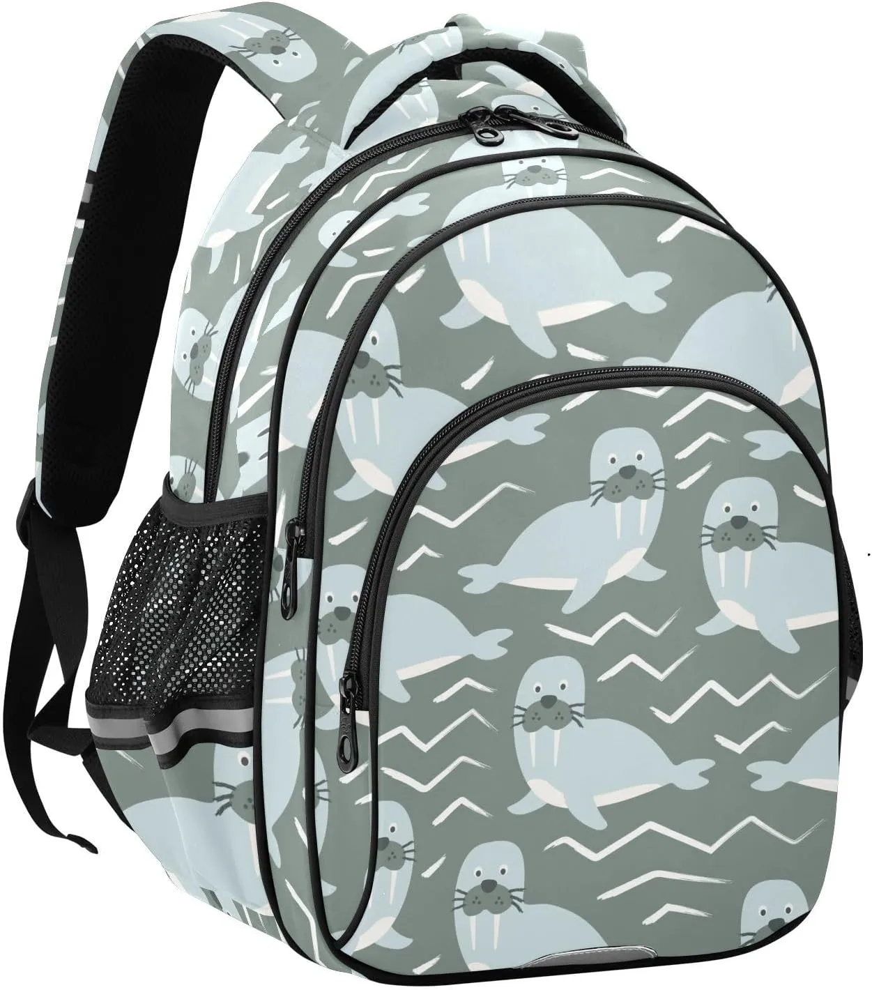 Funny Walrus Pattern Cute Backpack for Kids Elementary School Bag Boys Girls Bookbag Travel Backpack Daypack
