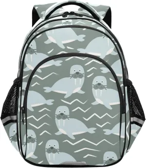 Funny Walrus Pattern Cute Backpack for Kids Elementary School Bag Boys Girls Bookbag Travel Backpack Daypack