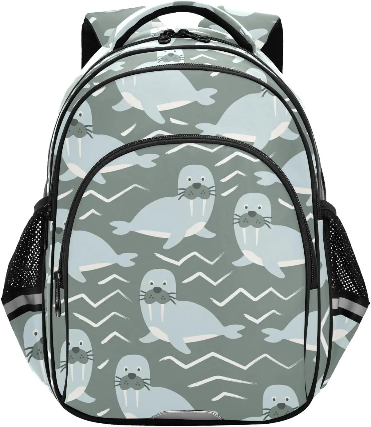 Funny Walrus Pattern Cute Backpack for Kids Elementary School Bag Boys Girls Bookbag Travel Backpack Daypack