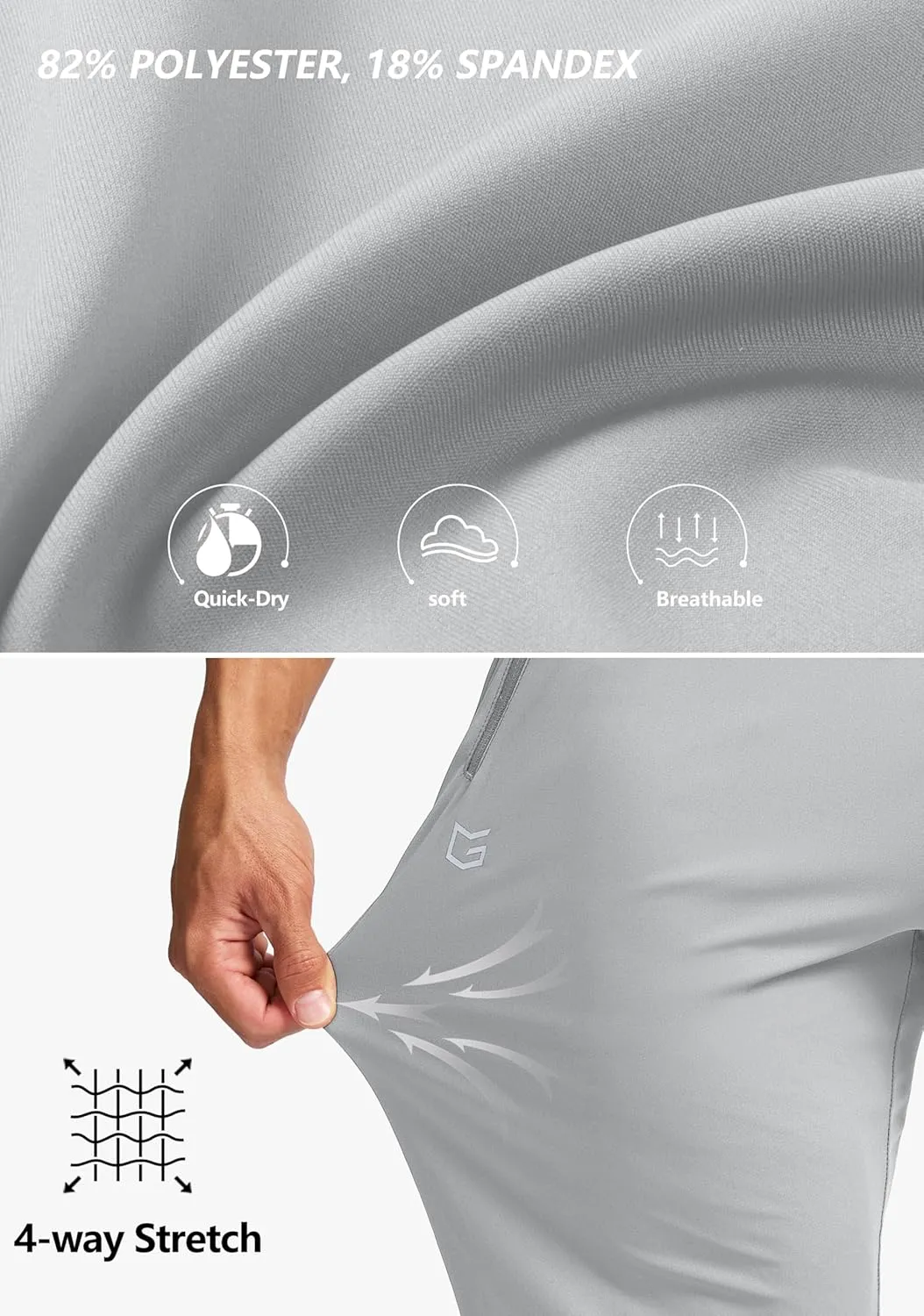 G Gradual Men's Joggers Pants with Zipper Pockets Stretch Sweatpants Athletic Track Pants for Men Workout Running Gym