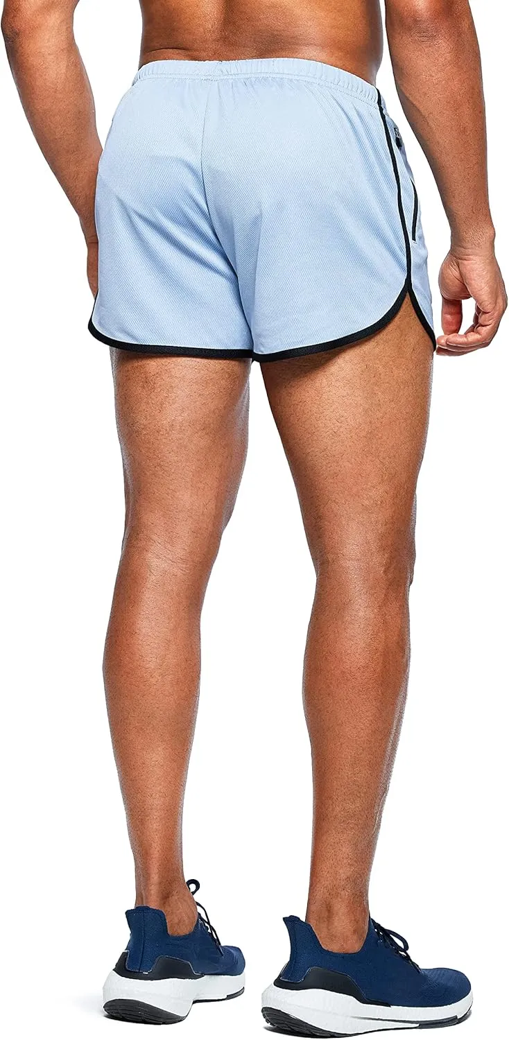 G Gradual Men's Running Shorts 3 Inch Quick Dry Gym Athletic Jogging Shorts with Zipper Pockets