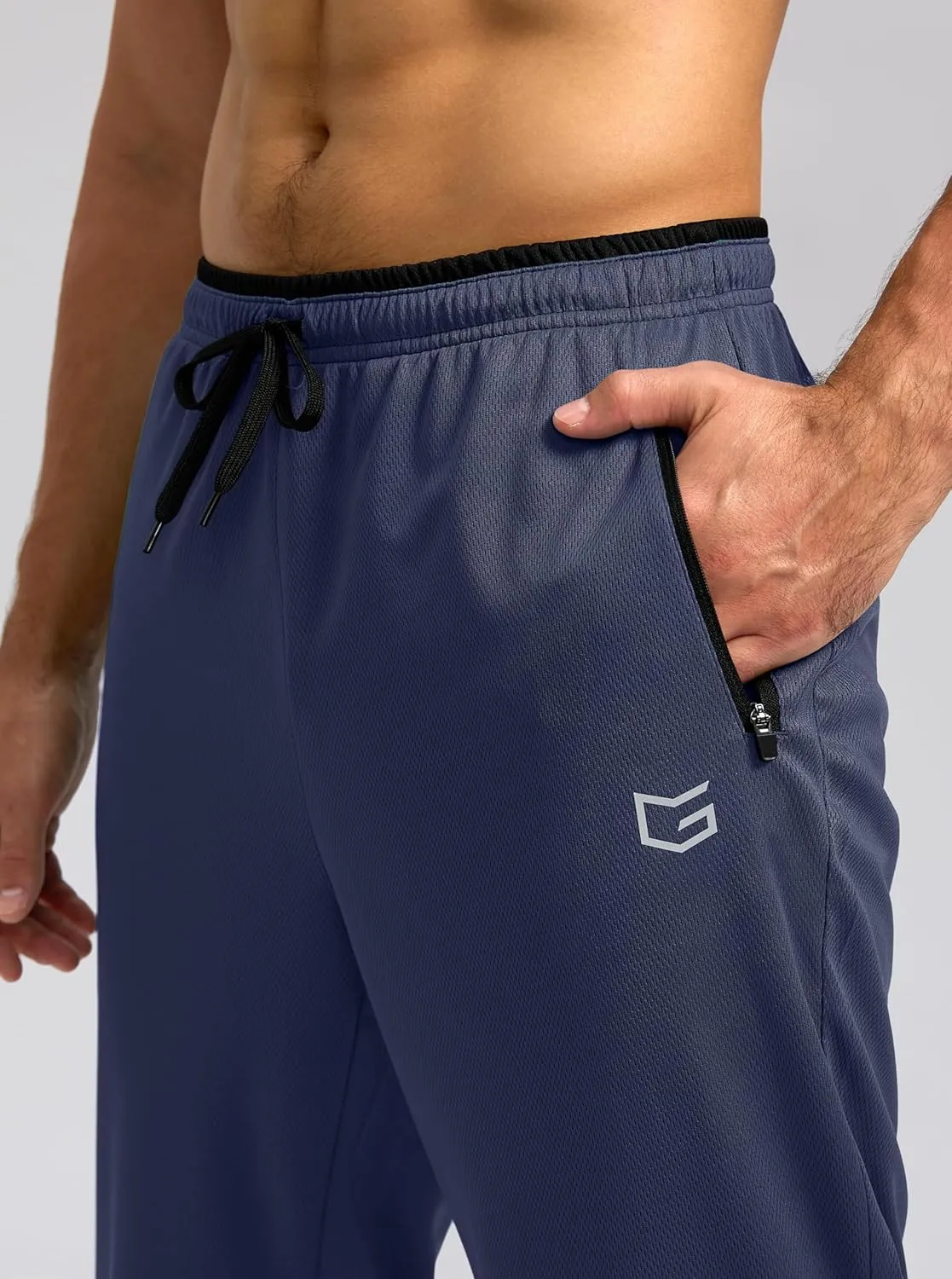 G Gradual Men's Sweatpants Mesh Lightweight with Zip Pockets Breathable Quick Dry Athletic Pants for Workout Running