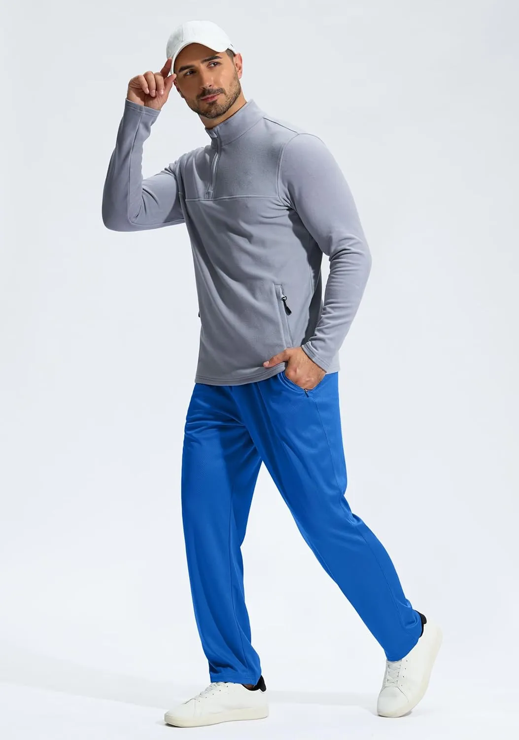G Gradual Men's Sweatpants with Zipper Pockets Lightweight Mesh Athletic Pants for Men Open Bottom Workout Gym Running