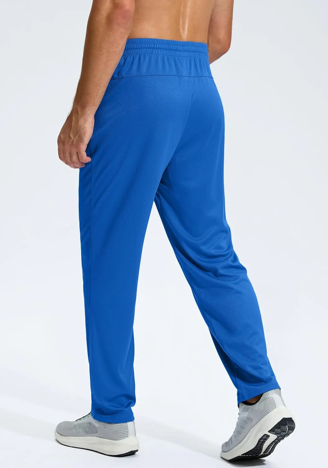 G Gradual Men's Sweatpants with Zipper Pockets Lightweight Mesh Athletic Pants for Men Open Bottom Workout Gym Running