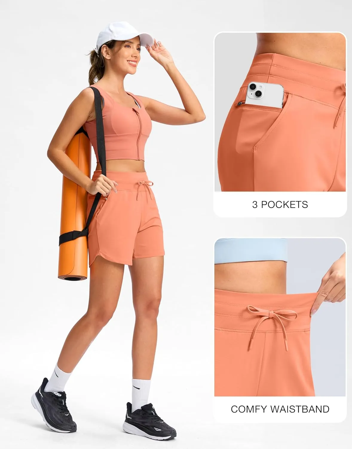 G Gradual Women's 5" Athletic Running Shorts with Zip Pockets Stretchy Quick Dry High Waisted for Workout Gym Hiking