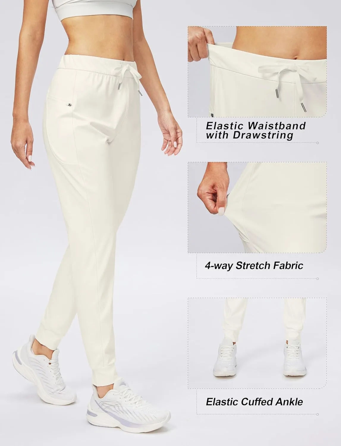 G Gradual Women's Joggers Pants with Zipper Pockets Stretch Tapered Athletic Joggers for Women Lounge, Jogging, Workout