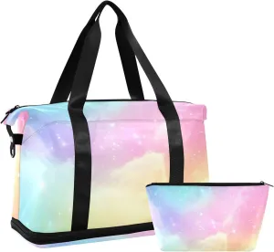 Galaxy Background Versatile Sports Travel Bag - Lasting Twill Tote, Removable Wheel & Rod Bagging, Multi-pocket Design, Complimentary Makeup Bag