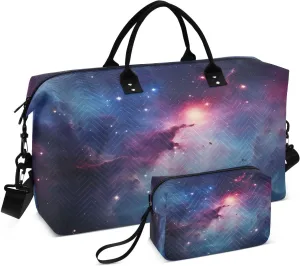 Galaxy Milky Way Sports Gym Bag for Women Men Travel Duffel Bag Weekend Overnight Carry on Bag with Toiletry Bag Yoga Bag for Plane Hospital Workout Swimming Yoga