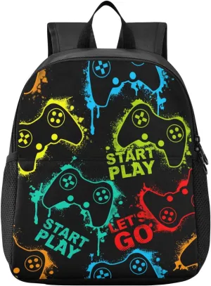 Gaming Gamepad Pattern Toddler Backpack Waterproof Mini Backpack Boys/Girls Cute Small Backpack Kindergarten Pre School Bags 13 Inch