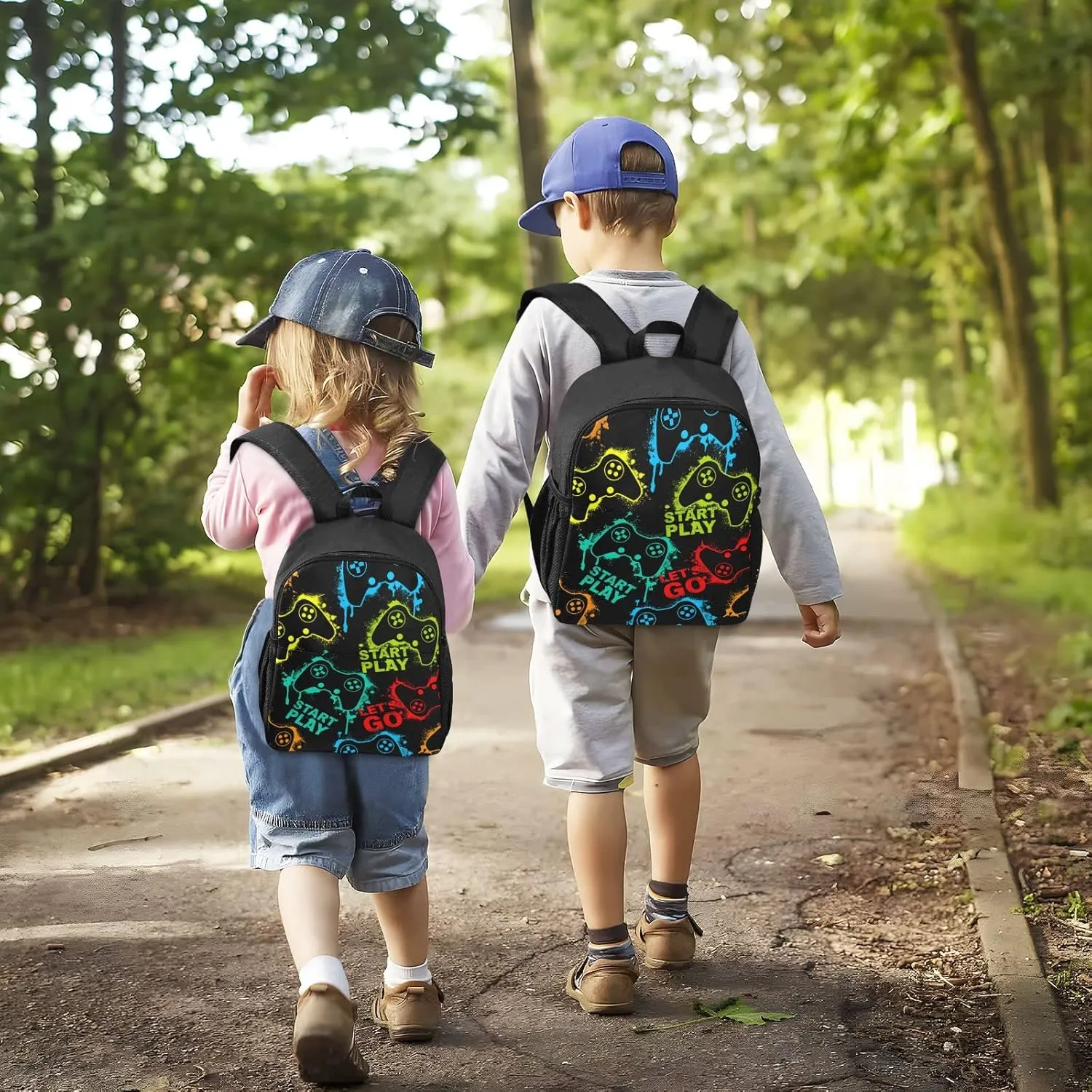 Gaming Gamepad Pattern Toddler Backpack Waterproof Mini Backpack Boys/Girls Cute Small Backpack Kindergarten Pre School Bags 13 Inch