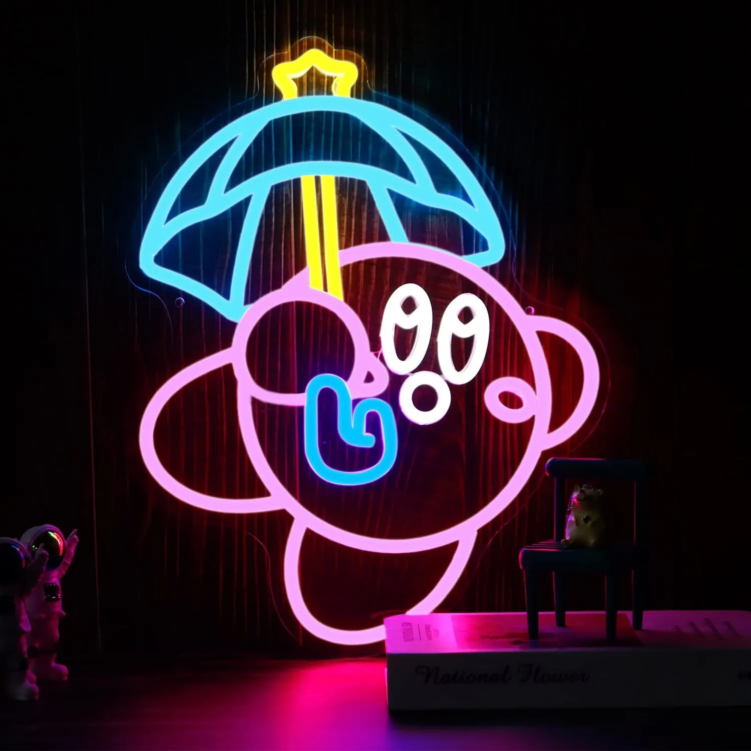 Gaming Neon Sign USB Powered for Game Room Decor, Japanese Anime Neon Sign Dimmable LED Neon Light Sign for Kids Room Man Cave Wall Art Birthday Gift Kirbee 16.1 * 12.8 Inches