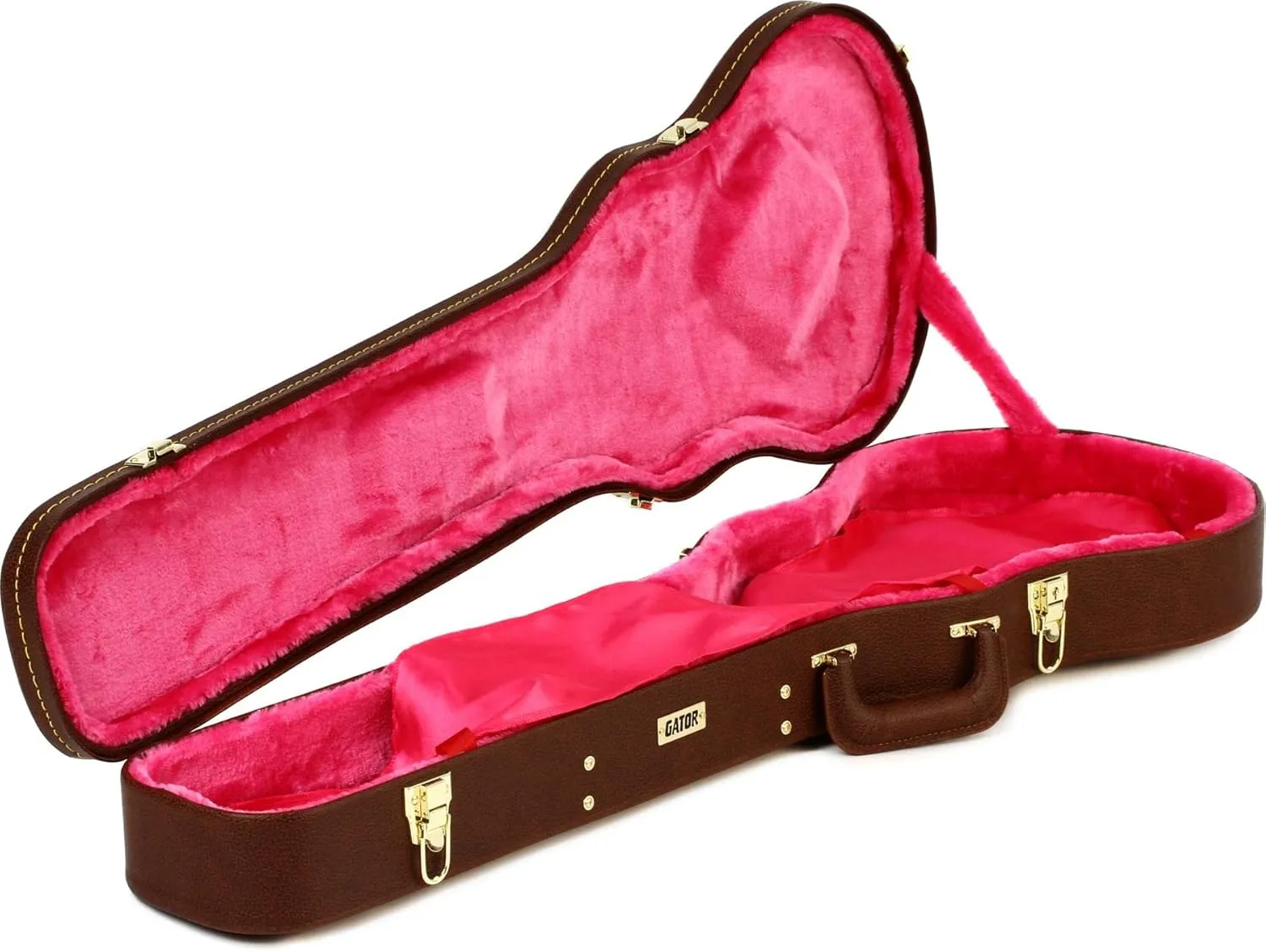Gator Cases Deluxe Wood Case for Les Paul Electric Guitars, Brown Exterior (GW-LP-BROWN)