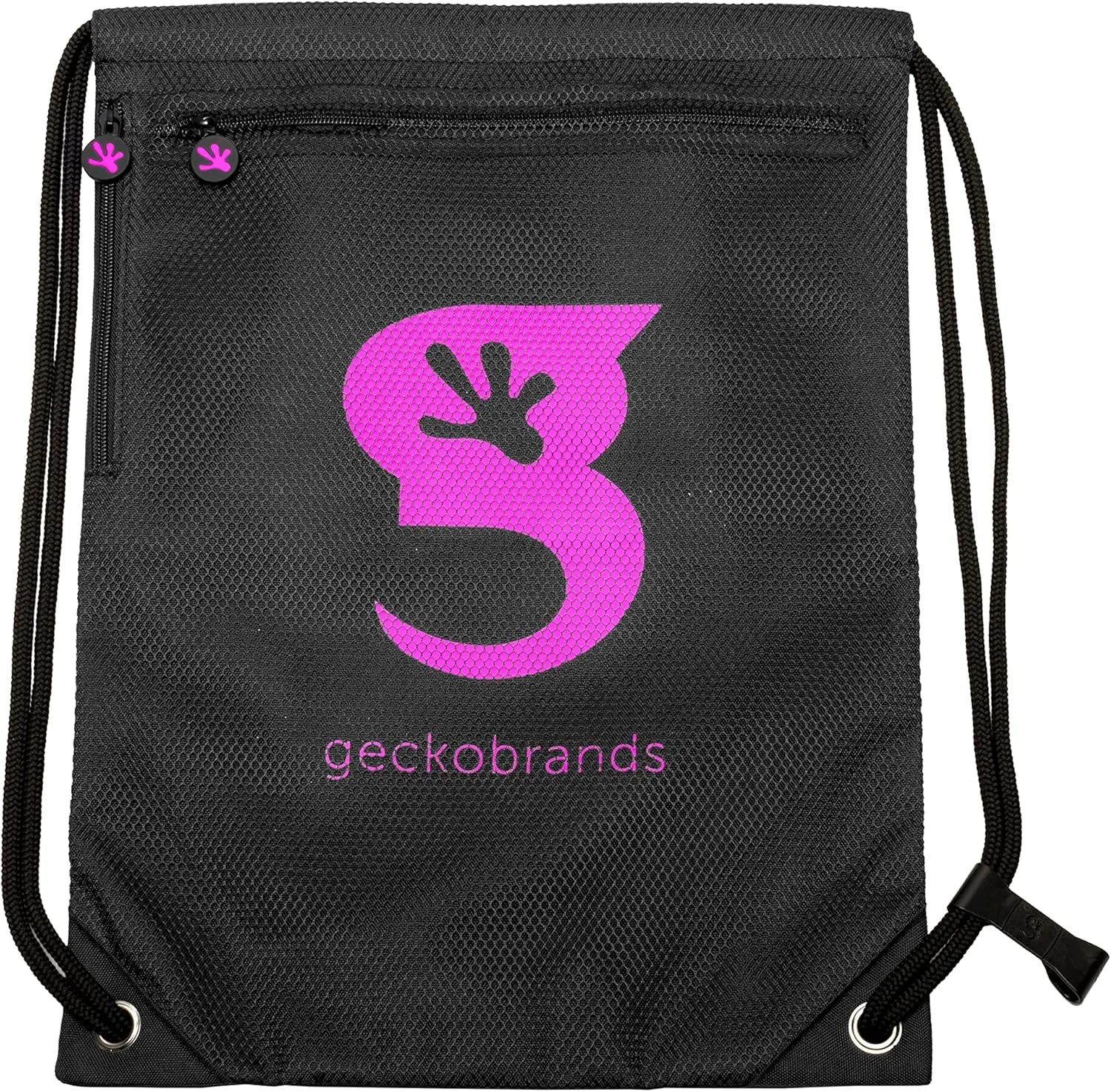 geckobrands Limitless 3 Pocket Drawstring Backpack - Lightweight, Durable Cinch Bag for Gym, Sports, and Daily Use