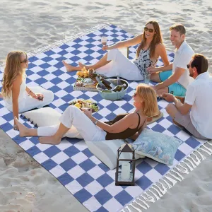Genovega Turkish Beach Towel Blanket Picnic Outdoor Mat Oversized Sandproof Fast Dry Thin Extra Large XL Big Huge Compact Cotton Cute Summer Vacation Gifts Travel Essential Cruise Ship Item Navy Blue