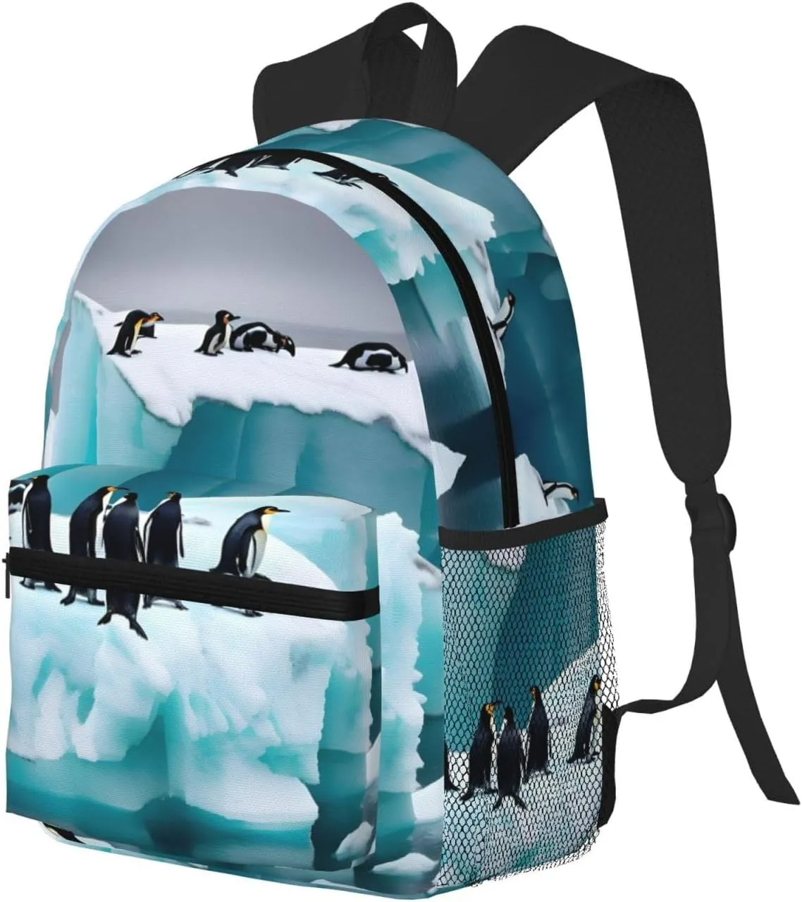 GeRRiT Penguins On The Iceberg Print Casual Backpack For Women, Travel Daypack,Waterproof Gym Backpack For Men Book Bags, SB-122