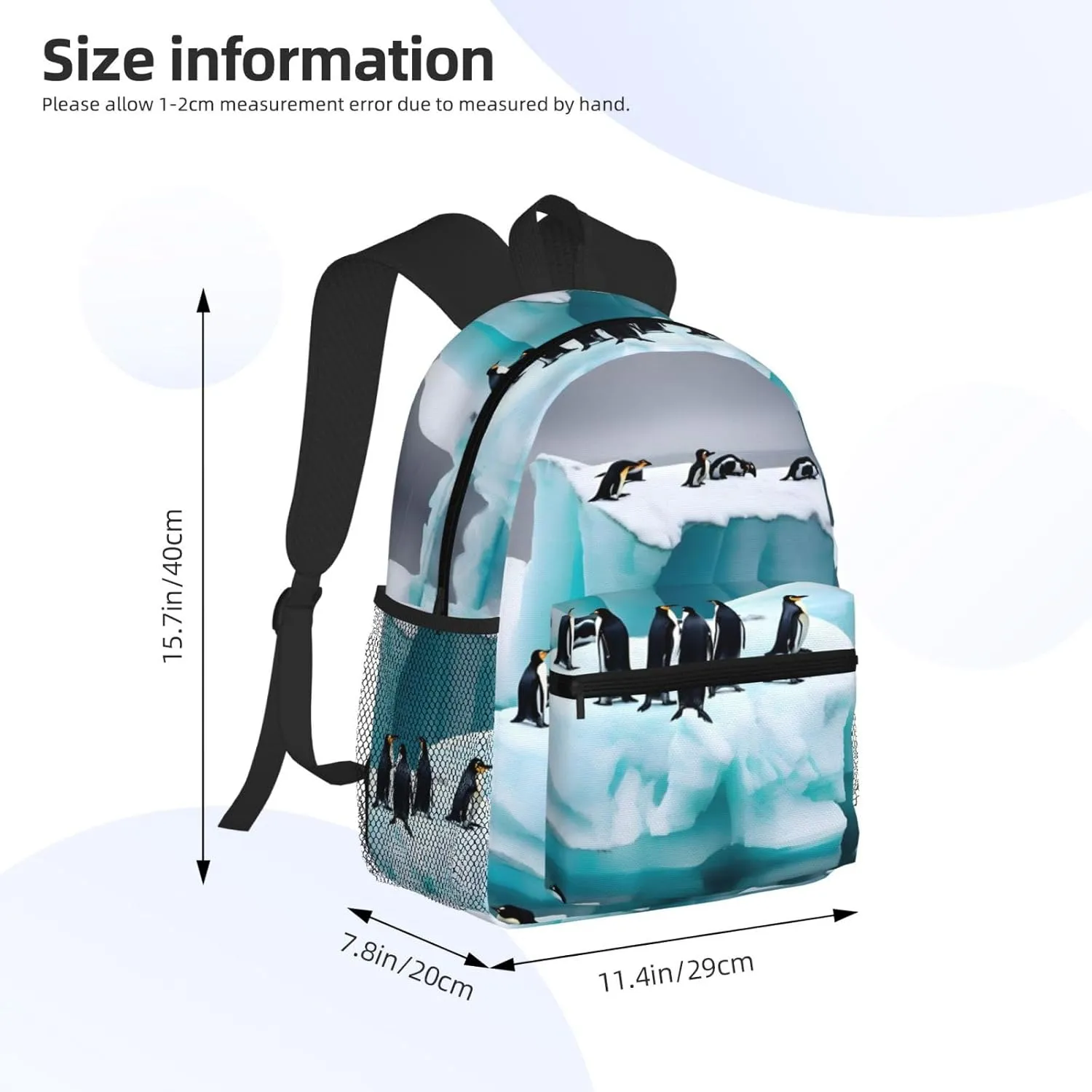 GeRRiT Penguins On The Iceberg Print Casual Backpack For Women, Travel Daypack,Waterproof Gym Backpack For Men Book Bags, SB-122