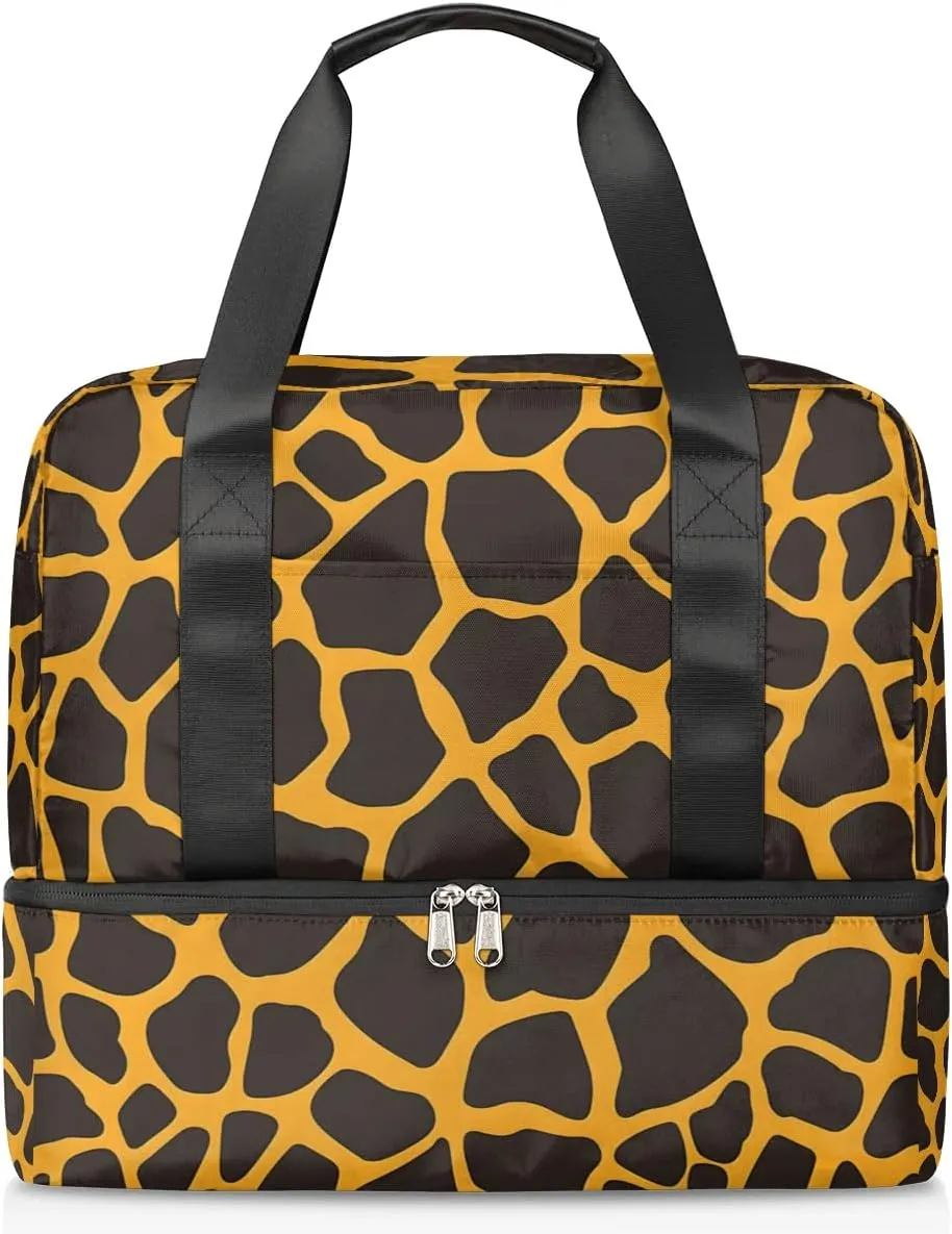Giraffe Printed Travel Duffel Bag Dry Wet Separated Sports Tote Travel Duffle Bag Gym Workout Bag Women Travel Duffel Bag for Women, Travel, Gym, Work