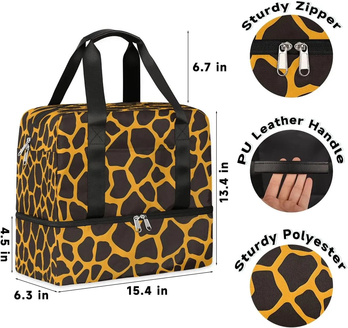 Giraffe Printed Travel Duffel Bag Dry Wet Separated Sports Tote Travel Duffle Bag Gym Workout Bag Women Travel Duffel Bag for Women, Travel, Gym, Work