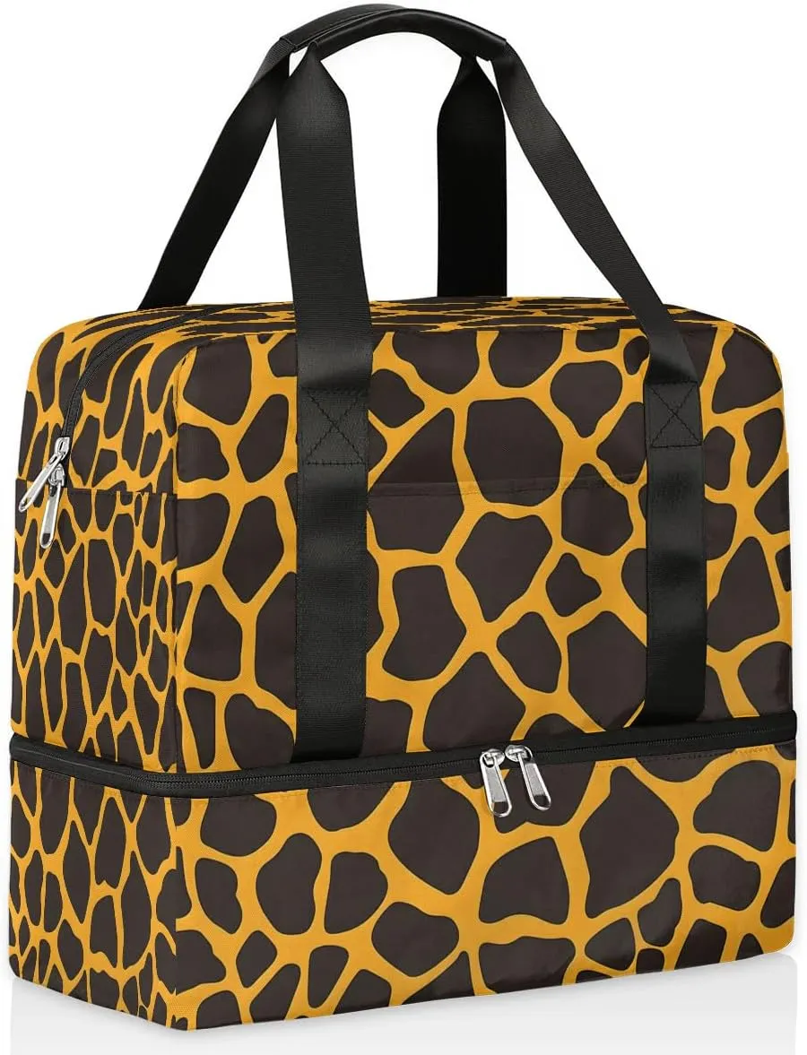 Giraffe Printed Travel Duffel Bag Dry Wet Separated Sports Tote Travel Duffle Bag Gym Workout Bag Women Travel Duffel Bag for Women, Travel, Gym, Work