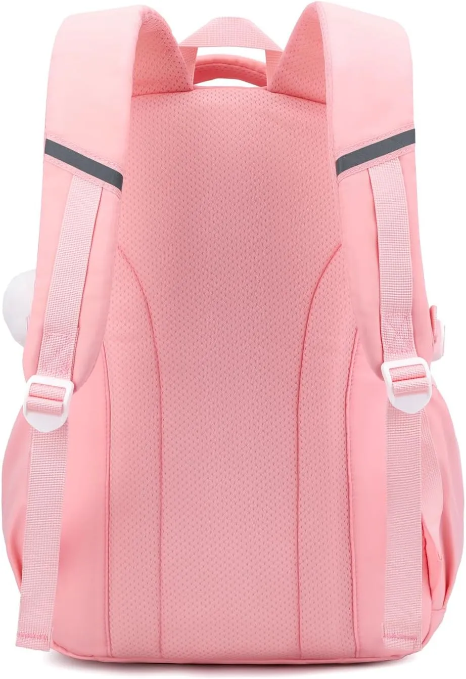 Girls Backpack for School,Kids Backpack with Pencil Case Set for Elementary Primary Middle High School Teen Bookbag (Pink)