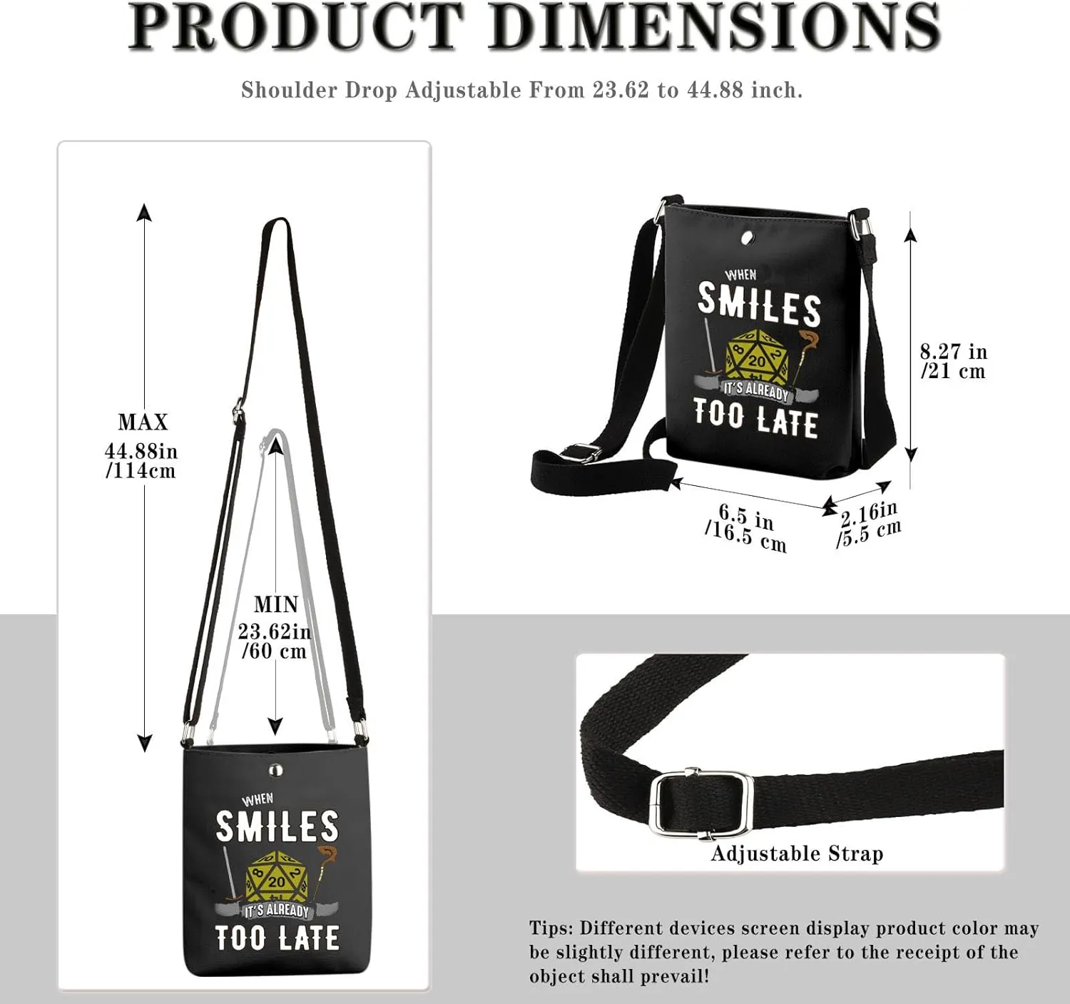 GJTIM Novelty DandD Game Dice Pouch When The Smiles It's Already Too Late Accessory Pouch Bag