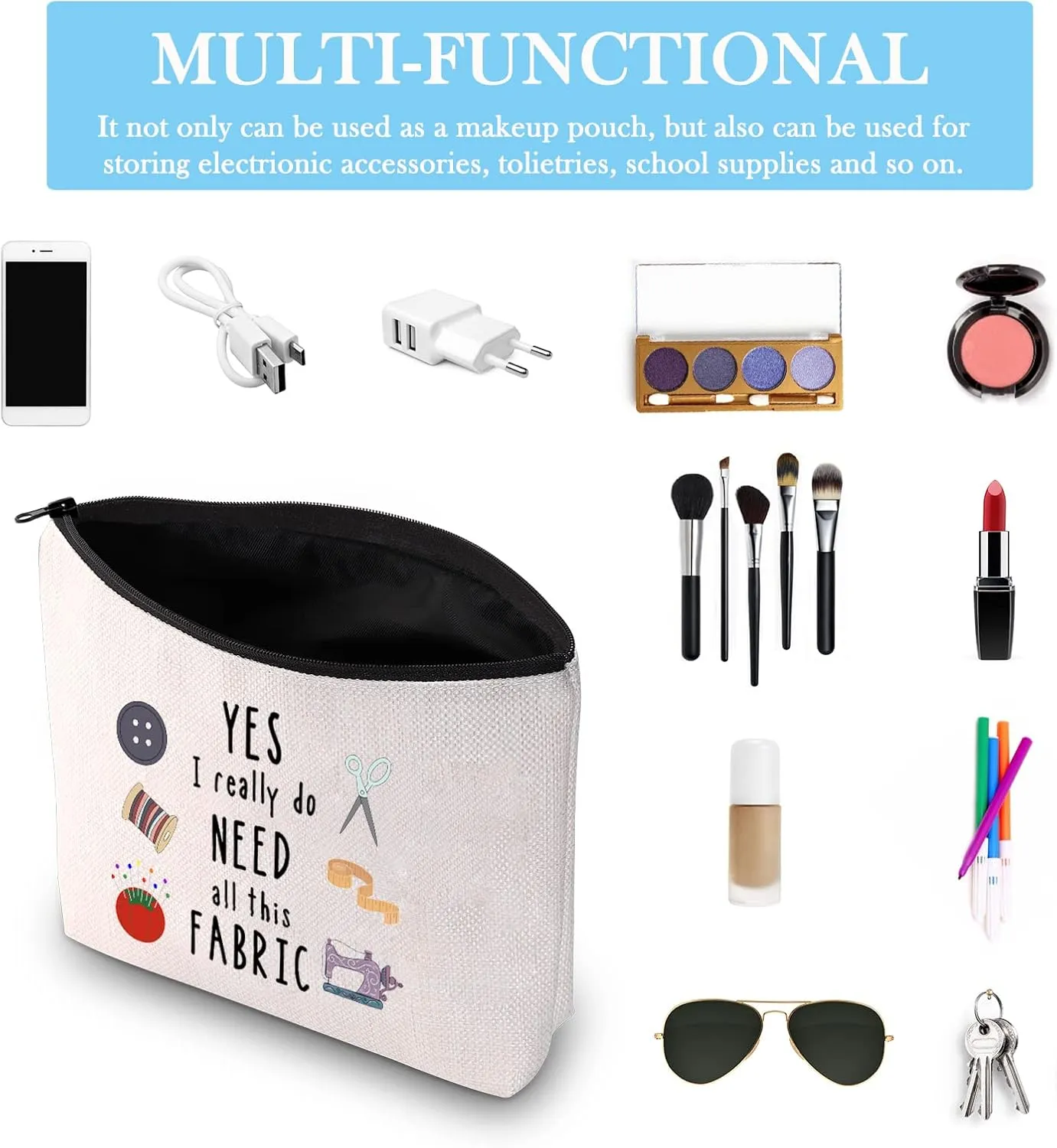 GJTIM Sewing Gift Quilter Gift Makeup Bag Gift for Quilters Seamstress Tailors Sewing Addicts