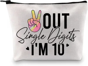 GJTIM Tenth Birthday Gift Double Digit Birthday Gift Peace Out Single Digits I’m 10 Makeup Bag (Out Single Bag)