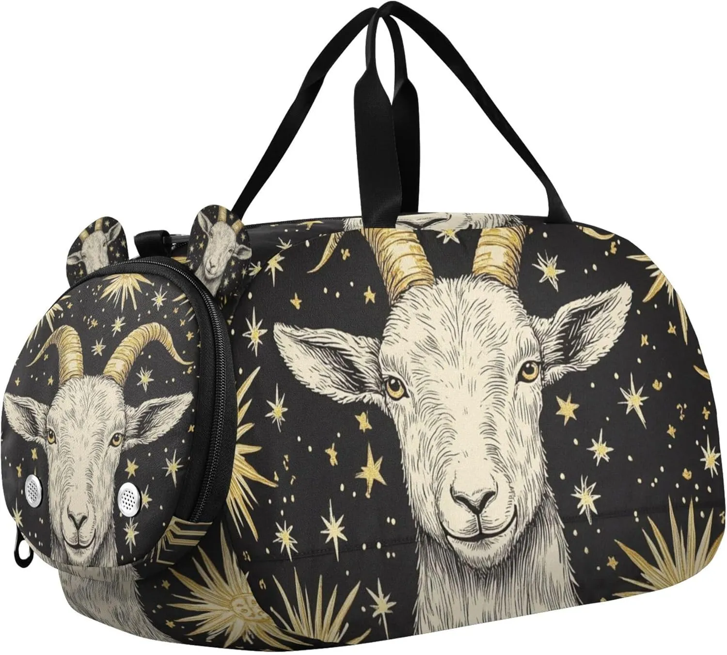 Goat Stars Duffle Bag for Kids Girls Boys, Sports Gym Bag with Shoe Compartments, Kids Travel Overnight Weekender Shoulder Bag