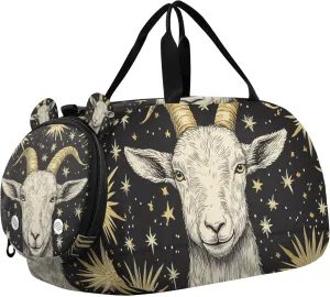 Goat Stars Duffle Bag for Kids Girls Boys, Sports Gym Bag with Shoe Compartments, Kids Travel Overnight Weekender Shoulder Bag