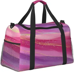 Gold Pink Purple Marble Duffle Bag Foldable Travel Tote Bag Carry On Large Weekender Overnight Bags Waterproof Gym Bag For Women Men