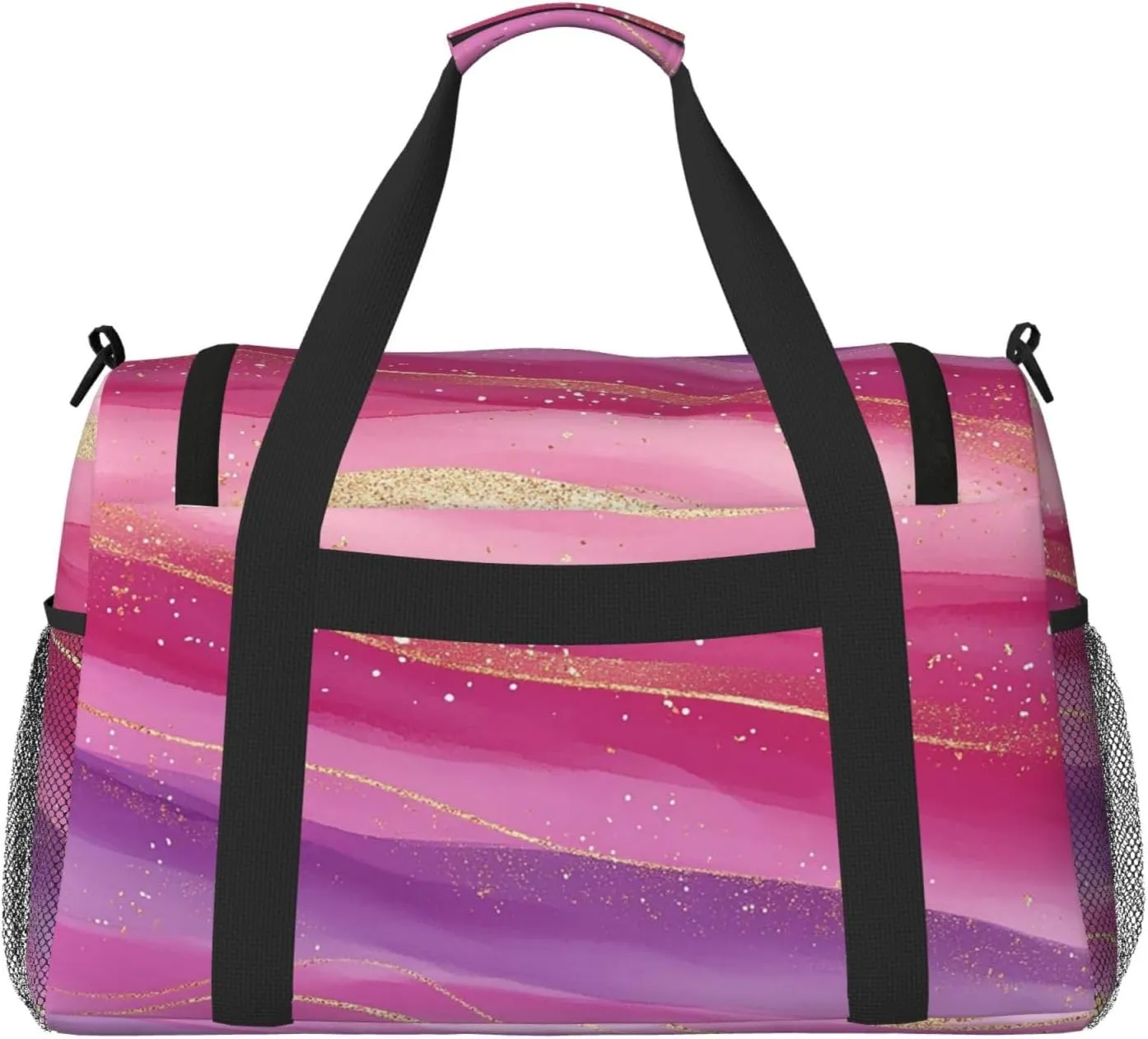 Gold Pink Purple Marble Duffle Bag Foldable Travel Tote Bag Carry On Large Weekender Overnight Bags Waterproof Gym Bag For Women Men