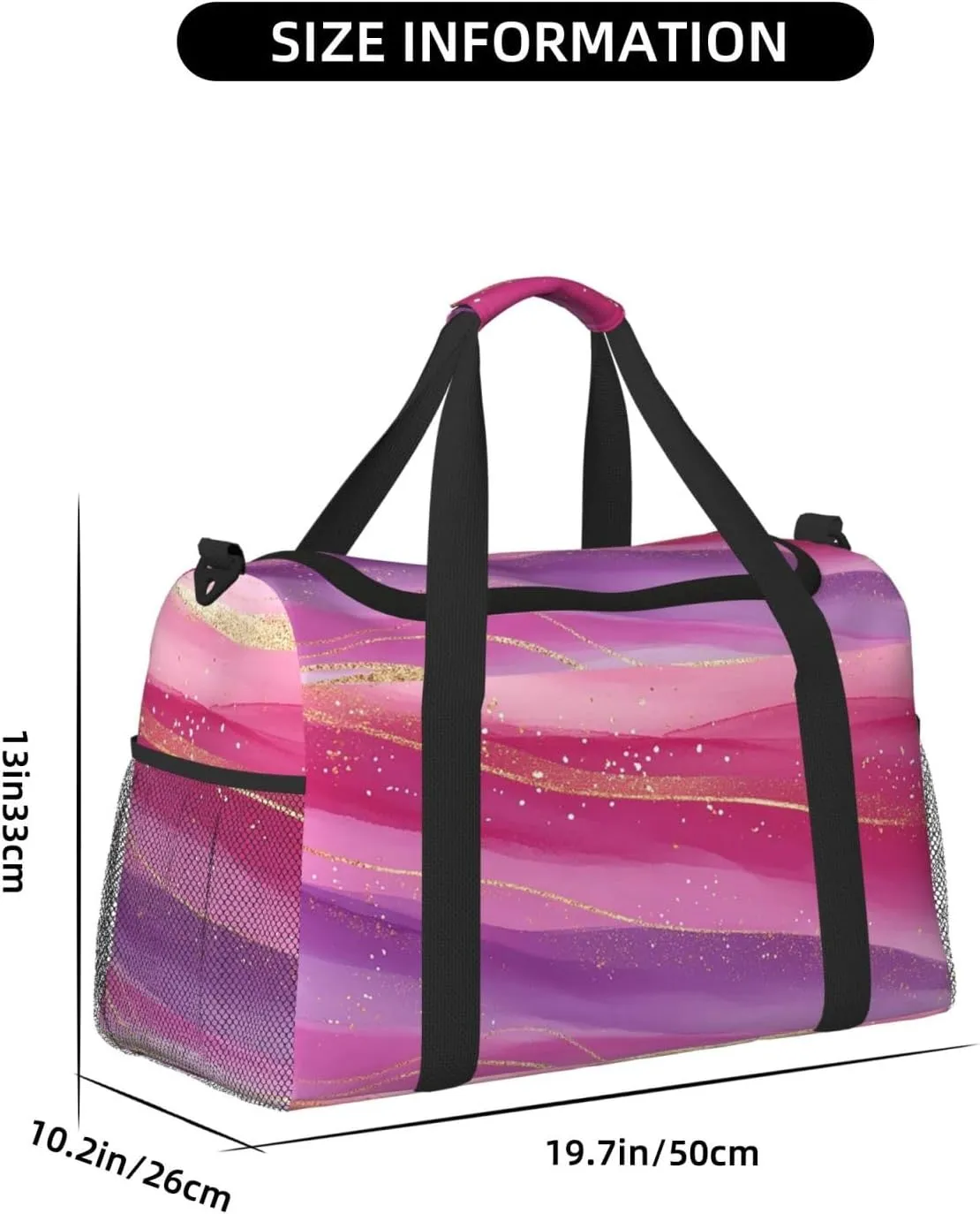 Gold Pink Purple Marble Duffle Bag Foldable Travel Tote Bag Carry On Large Weekender Overnight Bags Waterproof Gym Bag For Women Men