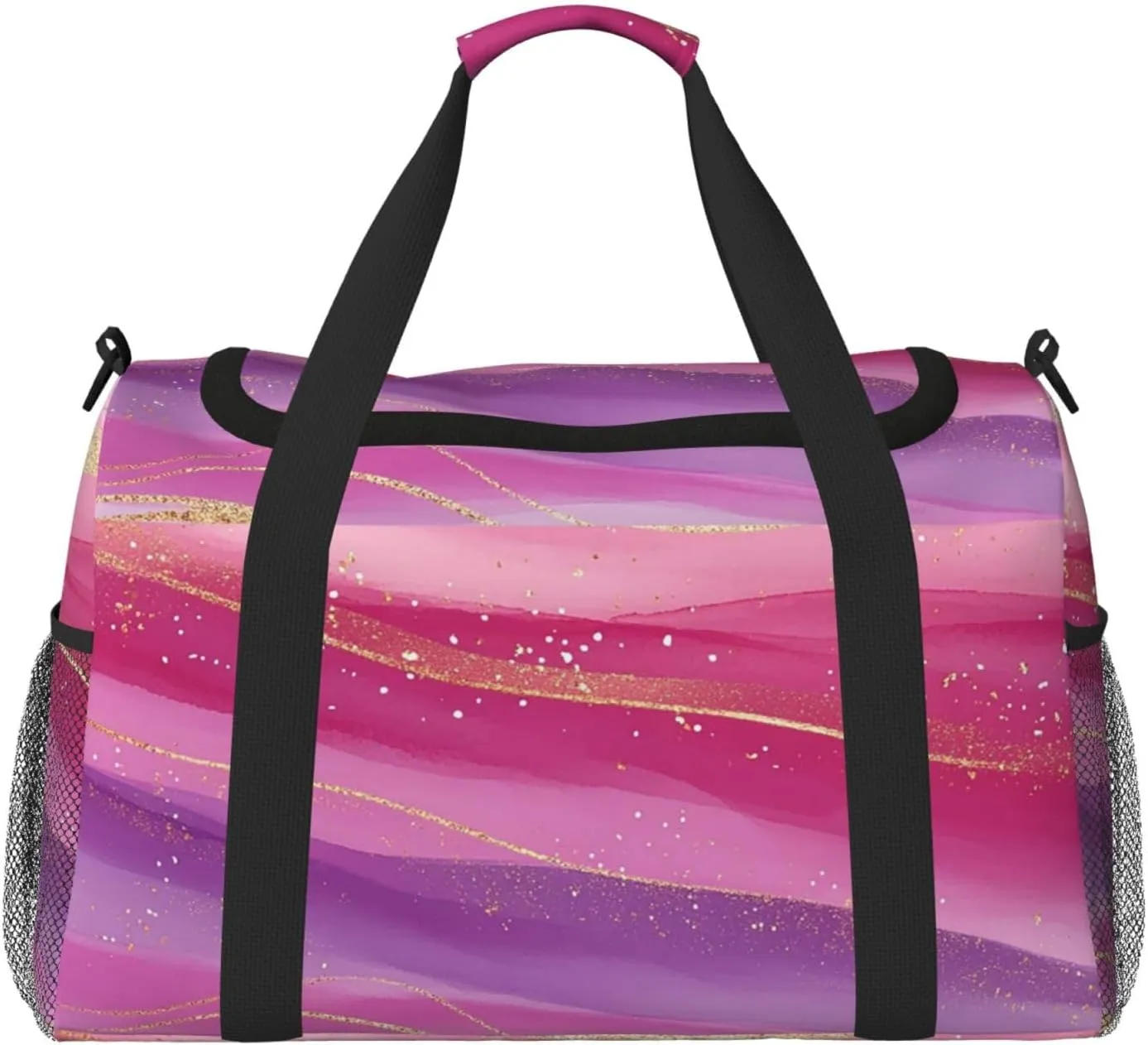 Gold Pink Purple Marble Duffle Bag Foldable Travel Tote Bag Carry On Large Weekender Overnight Bags Waterproof Gym Bag For Women Men
