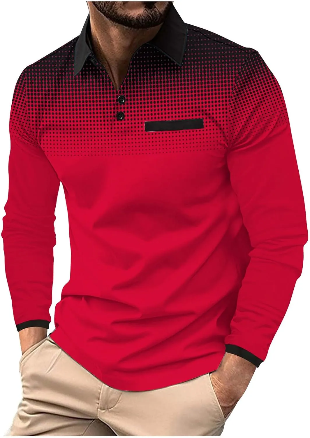 Golf Shirts for Men Fashion Long Sleeve Quarter Button Pullover Tops Causal Stylish Work Lightweight Polo T-Shirts