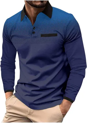 Golf Shirts for Men Fashion Long Sleeve Quarter Button Pullover Tops Causal Stylish Work Lightweight Polo T-Shirts
