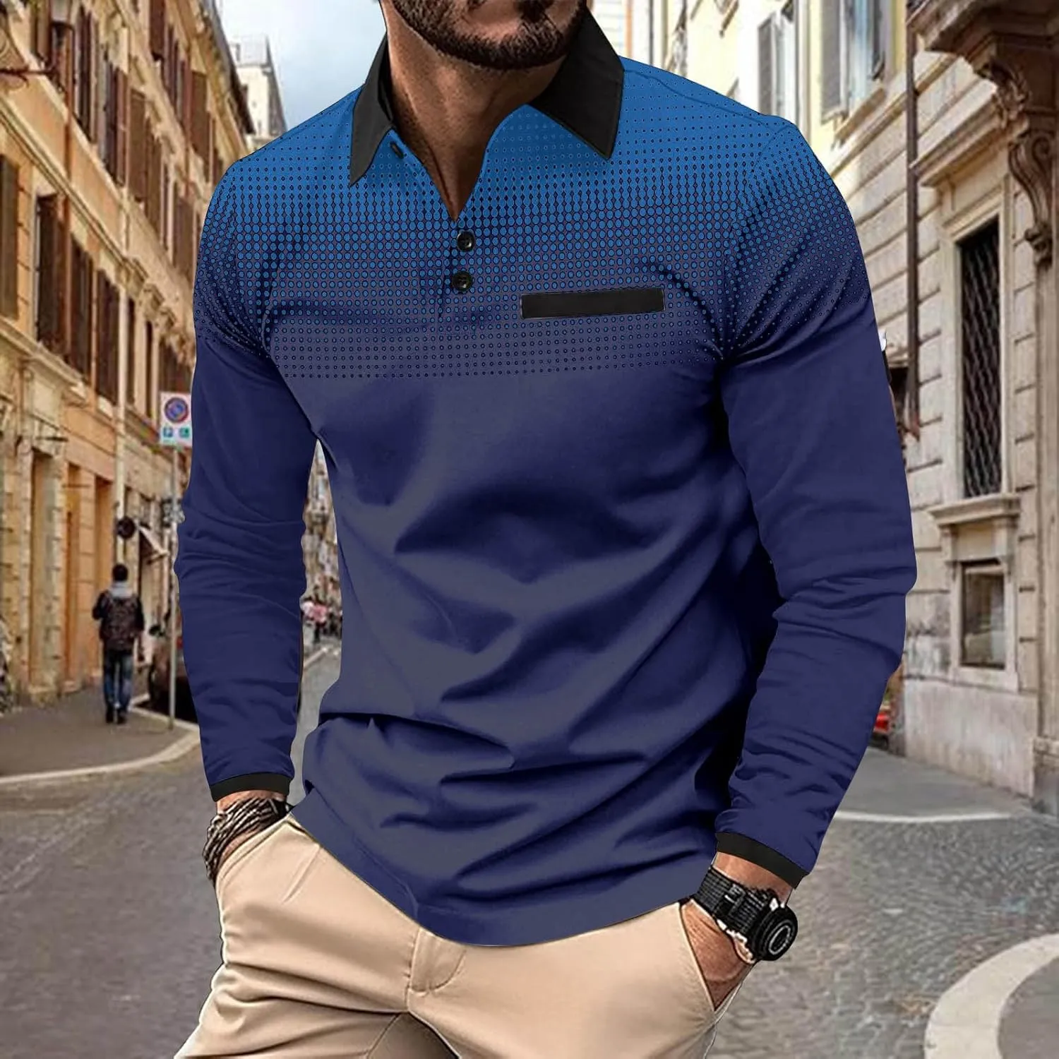 Golf Shirts for Men Fashion Long Sleeve Quarter Button Pullover Tops Causal Stylish Work Lightweight Polo T-Shirts