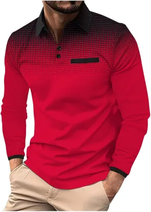 Golf Shirts for Men Fashion Long Sleeve Quarter Button Pullover Tops Causal Stylish Work Lightweight Polo T-Shirts