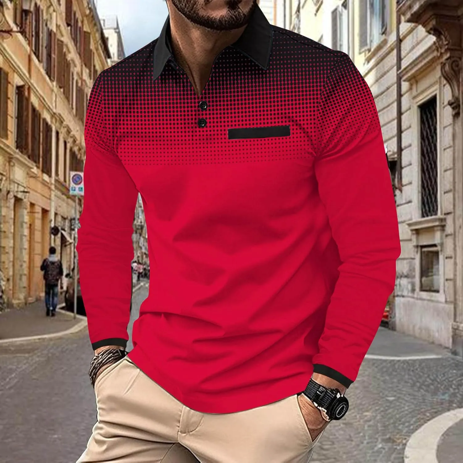 Golf Shirts for Men Fashion Long Sleeve Quarter Button Pullover Tops Causal Stylish Work Lightweight Polo T-Shirts