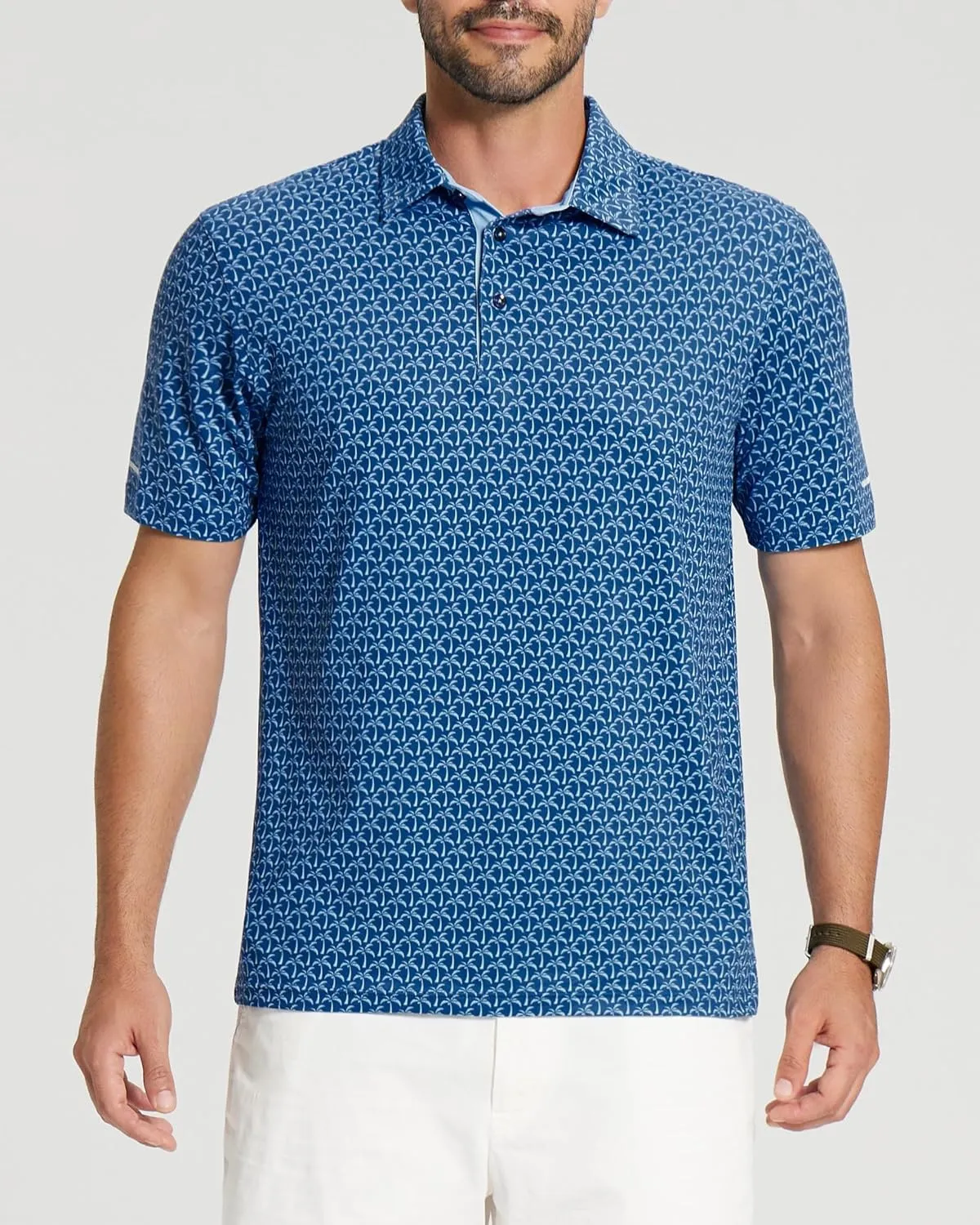 Golf Shirts for Men - Moisture Wicking Short Sleeve Performance Sport Casual Striped Collared Mens Polo Shirt