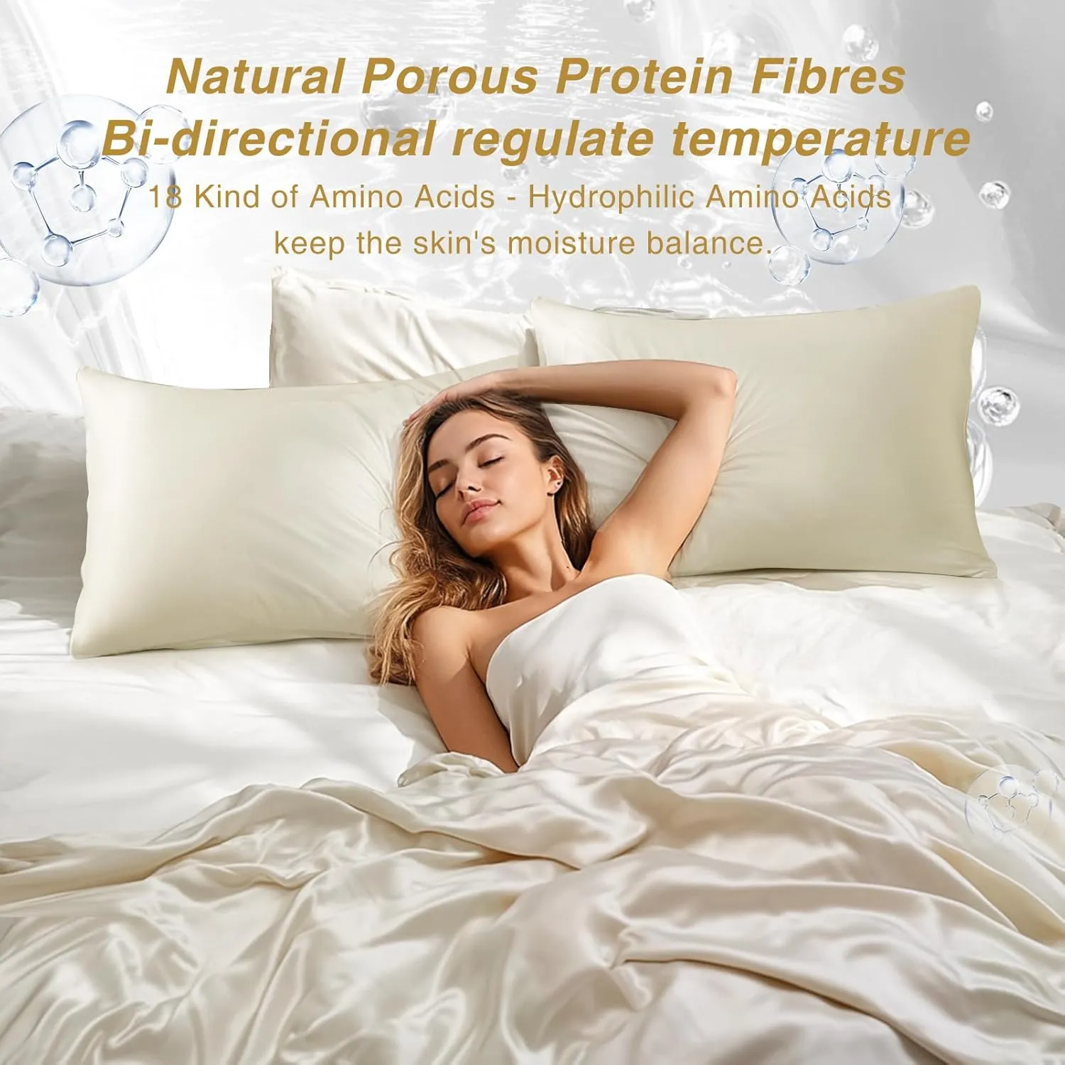 GOONE Silk Pillow Cases King Set of 2 - Pure Mulberry Silk - 22 Momme 6A High-Grade Fibers, 2 Packs Soft Natural King Size Pillow Cases for Hair and Skin with Envelope Closure (Beige, 20 x 40 Inches)