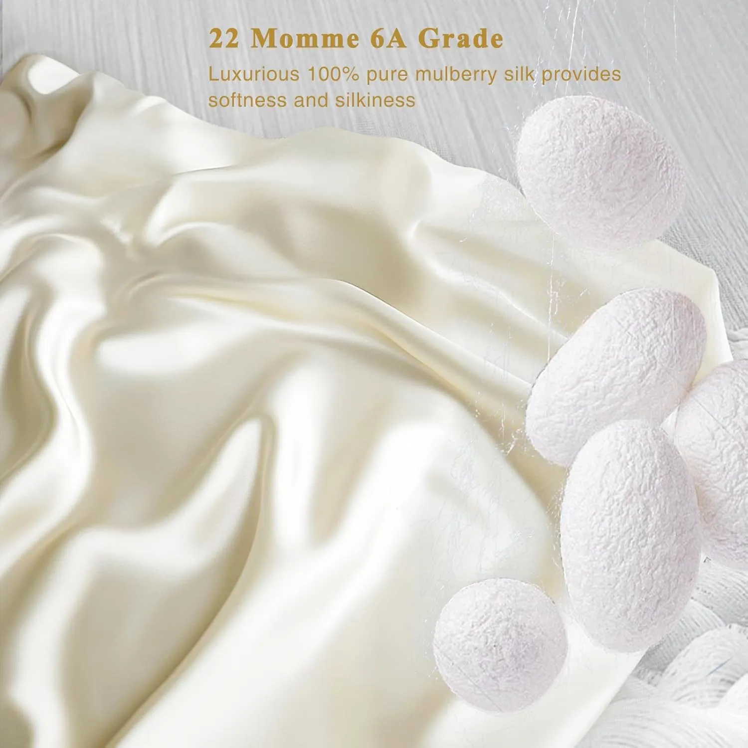 GOONE Silk Pillow Cases King Set of 2 - Pure Mulberry Silk - 22 Momme 6A High-Grade Fibers, 2 Packs Soft Natural King Size Pillow Cases for Hair and Skin with Envelope Closure (Beige, 20 x 40 Inches)