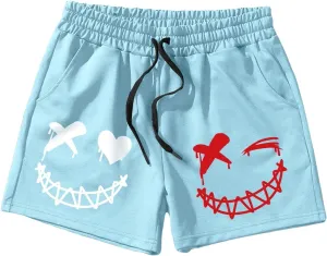 GORGLITTER Men's Cartoon Graphic Running Workout Shorts Drawstring Waist Track Shorts with Pockets