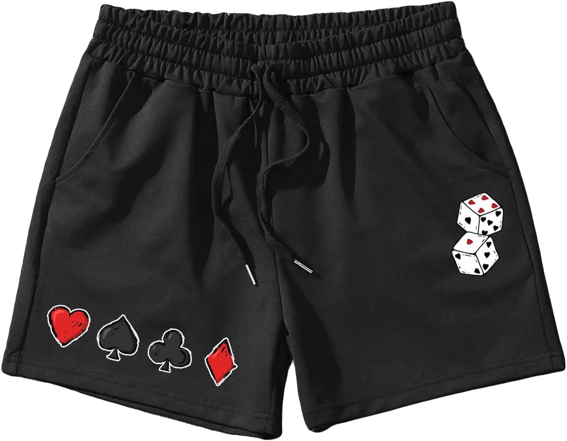 GORGLITTER Men's Cartoon Graphic Running Workout Shorts Drawstring Waist Track Shorts with Pockets