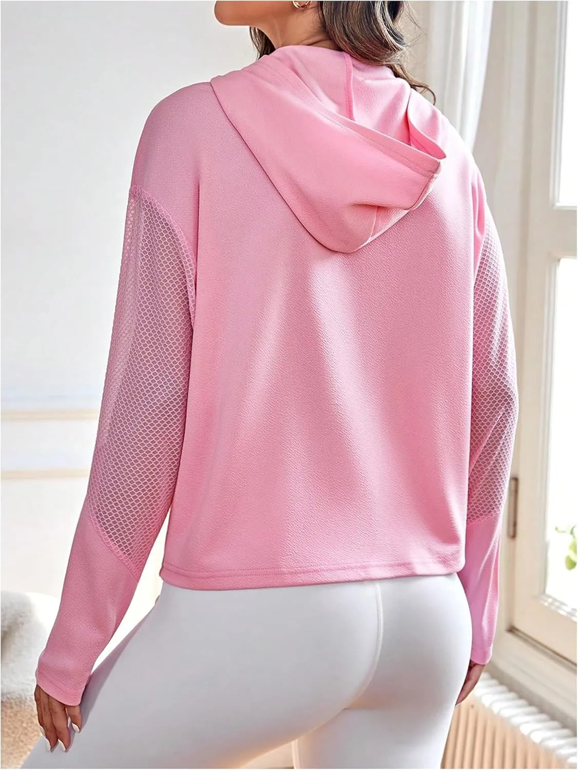 GORGLITTER Women's Zip Up Athletic Hoodies Fishnet Gym Jacket Mesh Lightweight Workout Track Jackets
