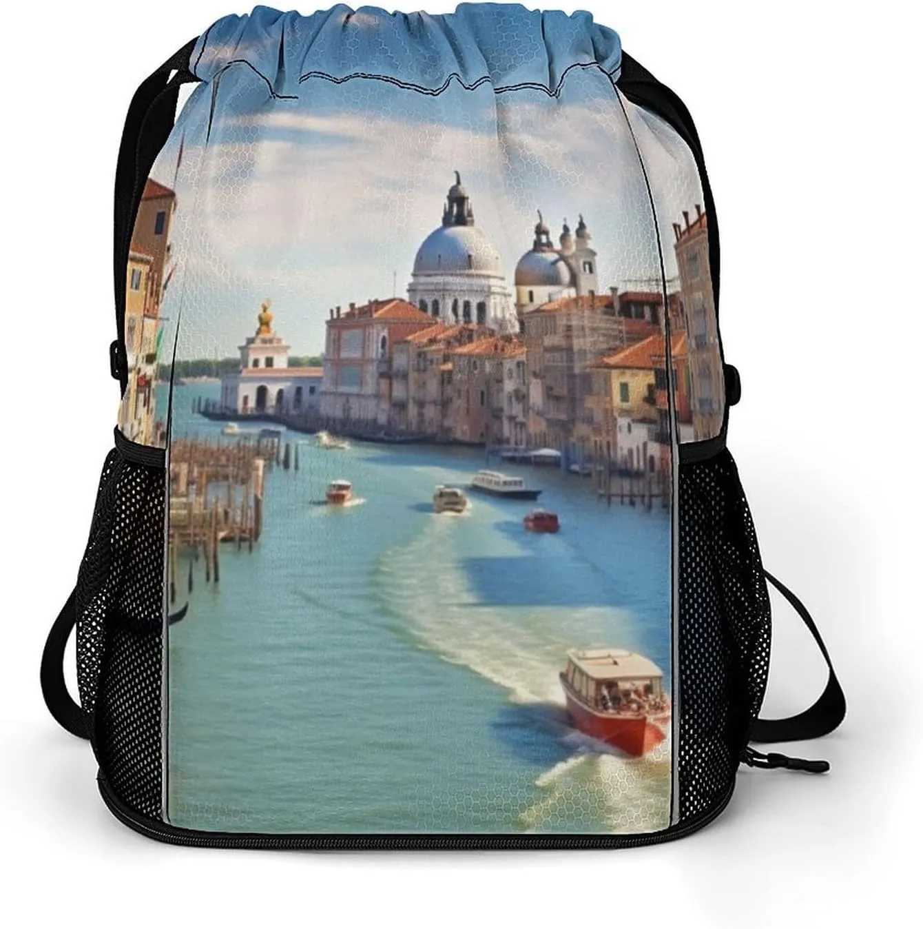 Grand Canal in Italy Drawstring Backpack Sports Gym Bag Dry And Wet Separation String Sackpack Bag for Women Men
