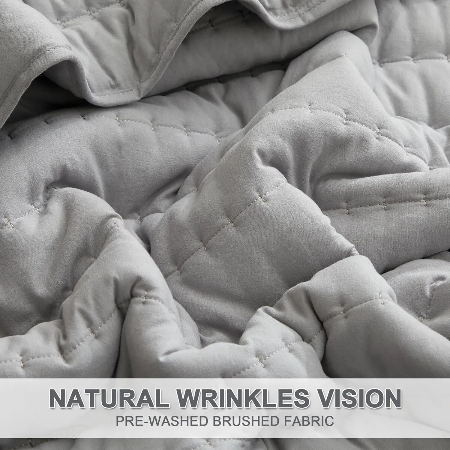 Gray Twin Size Quilt Bedding Set, Reversible Lightweight Bed Spreads Oversized Twin Quilted Bedspread for All Seasons, Soft Washable, 2 Pieces, 1 Quilt (68x90 in) & 1 Pillow Sham (20x26 in)