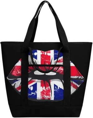 Great Britain England Lips Shopping Bags Insulated Lunch Bag Shoulder Grocery Bags for Work Travel Beach