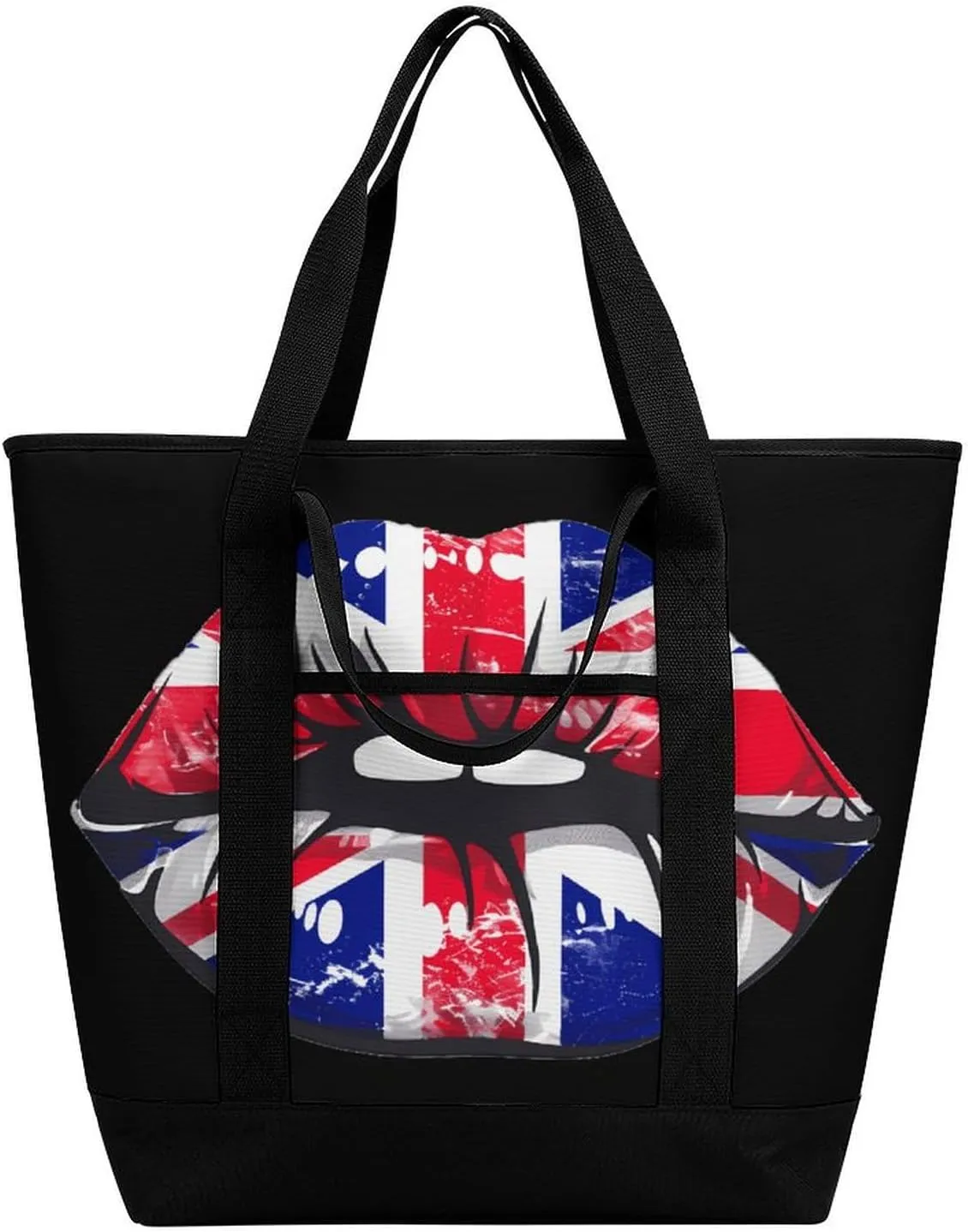 Great Britain England Lips Shopping Bags Insulated Lunch Bag Shoulder Grocery Bags for Work Travel Beach