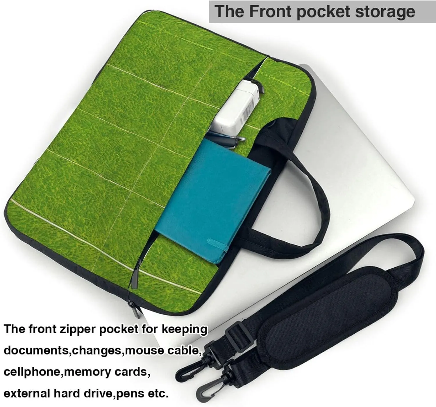 Green Grassland Prints Laptop Bag - with Soft Interior, Multiple Pockets - Ideal for Men, Travel and Business