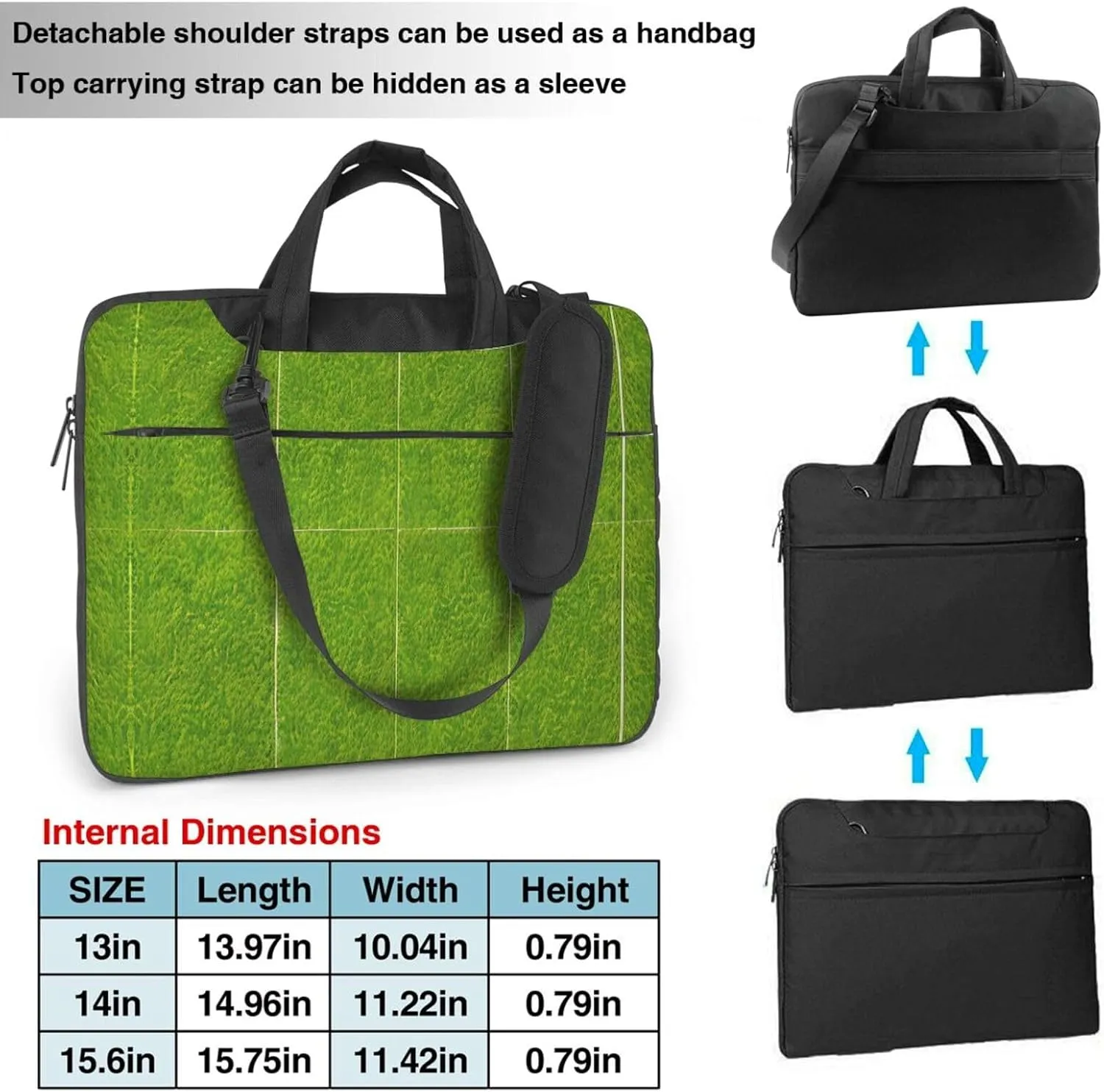 Green Grassland Prints Laptop Bag - with Soft Interior, Multiple Pockets - Ideal for Men, Travel and Business